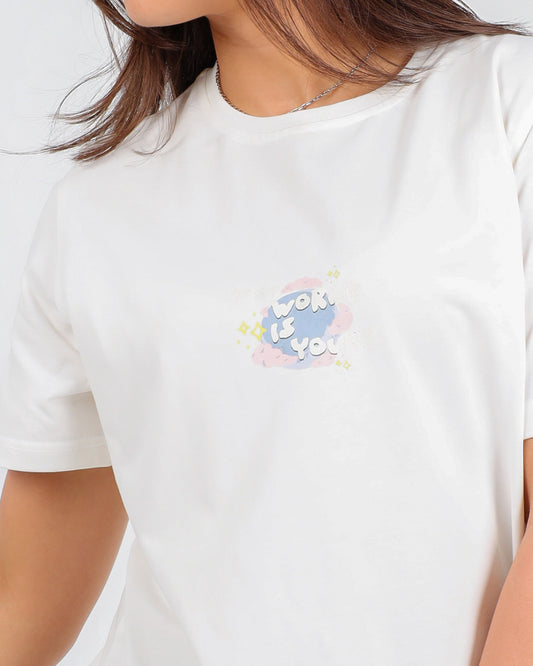 Women Cotton Round Neck T-shirt (printed)